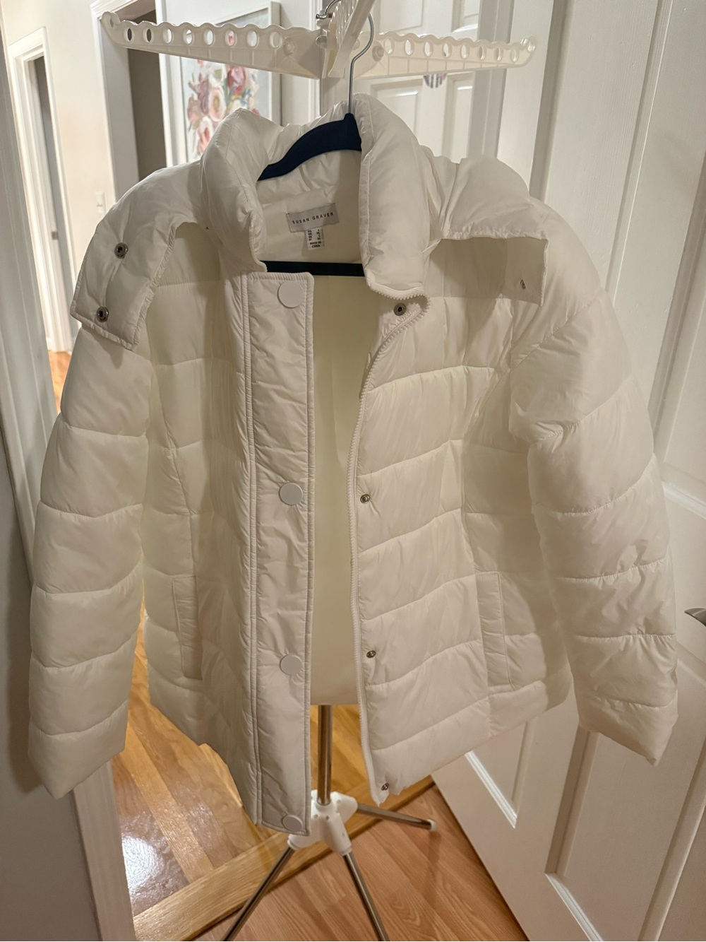 Susan Graver White Quilted Puffer Jacket